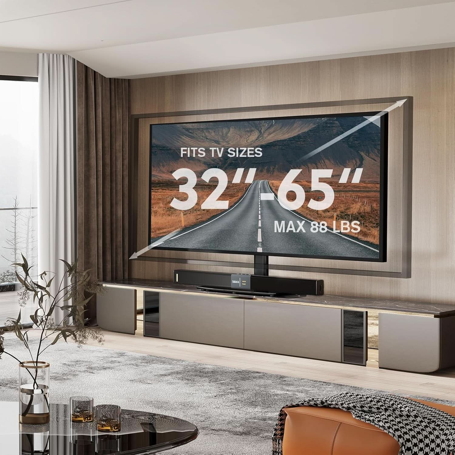 Universal Swivel TV Stand For 32 To 65 Inch TVs With 80 Degree Swivel-4
